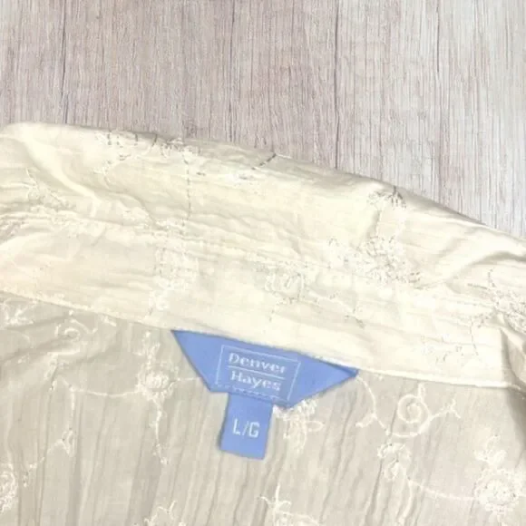 Denver Hayes White Womens Button Down V Neck Shirts Long Sleeve. - Picture 5 of 14